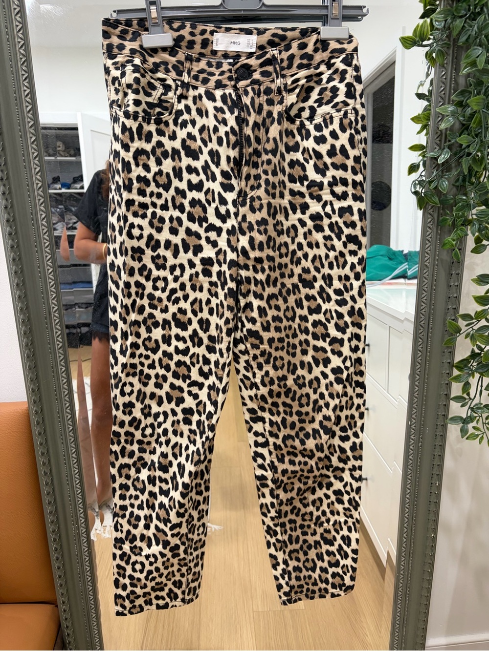 Mango Beige and Black Leopard Print Jeans